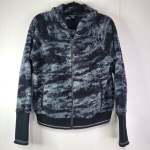 ATHLETA Jacket Medium Gray Black Women's Tugga Sherpa Soft Marble
